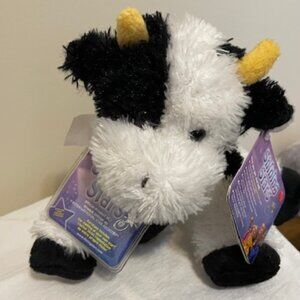 Russ Berrie Shining Stars Black/White Cow Shine Plush Stuffed Animal 8” NWT